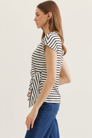 The It Wrap Top Ivory Stripe - Sugar Co.