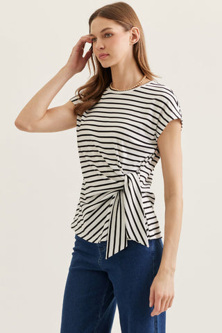 The It Wrap Top Ivory Stripe - Sugar Co.