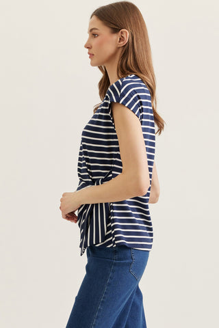 The It Wrap Top Navy Stripe - Sugar Co.