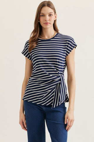 The It Wrap Top Navy Stripe - Sugar Co.