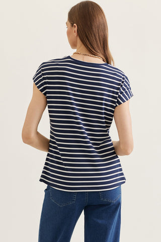 The It Wrap Top Navy Stripe - Sugar Co.