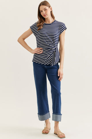 The It Wrap Top Navy Stripe - Sugar Co.