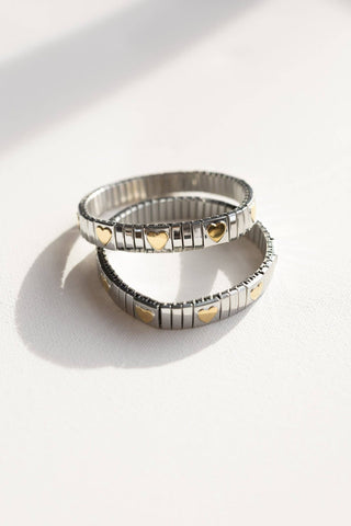 The Luxe Link Bracelet - Silver + Gold Hearts - Sugar Co.