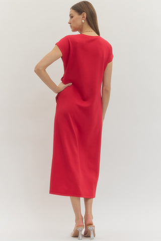 The Main Street Midi Dress Red - Sugar Co.