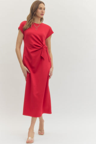 The Main Street Midi Dress Red - Sugar Co.