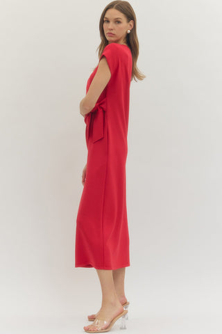 The Main Street Midi Dress Red - Sugar Co.