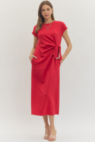 The Main Street Midi Dress Red - Sugar Co.