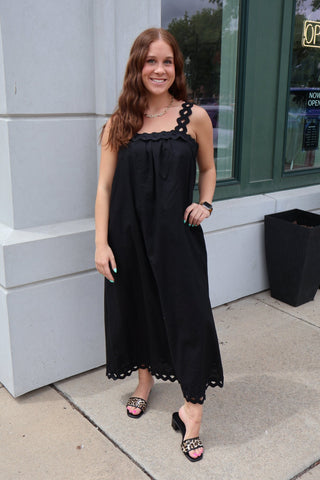 The Midnight Muse Scallop Midi Dress - Sugar Co.