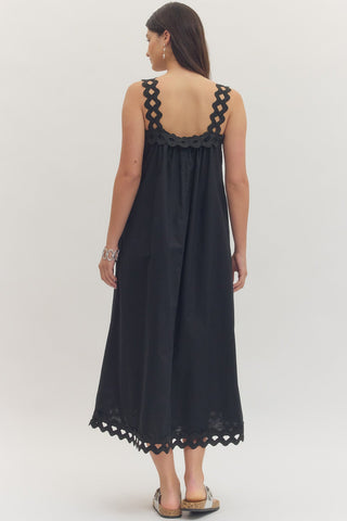 The Midnight Muse Scallop Midi Dress - Sugar Co.