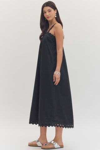 The Midnight Muse Scallop Midi Dress - Sugar Co.