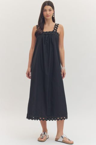 The Midnight Muse Scallop Midi Dress - Sugar Co.