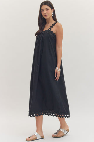 The Midnight Muse Scallop Midi Dress - Sugar Co.