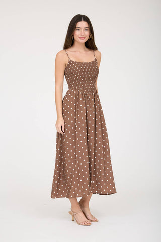 The Mocha Dot Midi Dress - Sugar Co.