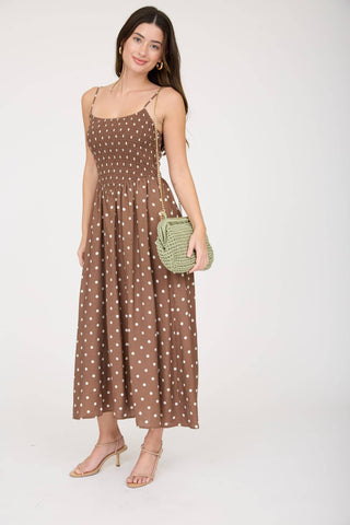 The Mocha Dot Midi Dress - Sugar Co.