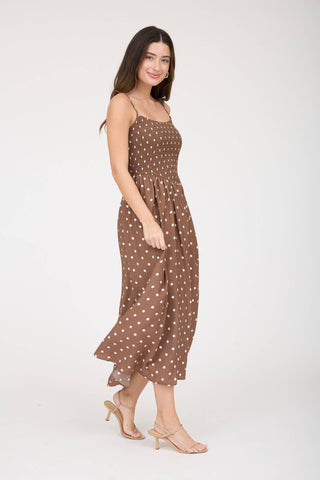 The Mocha Dot Midi Dress - Sugar Co.