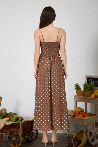 The Mocha Dot Midi Dress - Sugar Co.