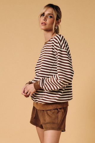 The Sutton Striped Terry Sweatshirt - Sugar Co.