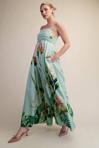 Tropical Wide - Leg Floral Jumpsuit - Sugar Co.