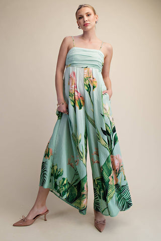 Tropical Wide - Leg Floral Jumpsuit - Sugar Co.