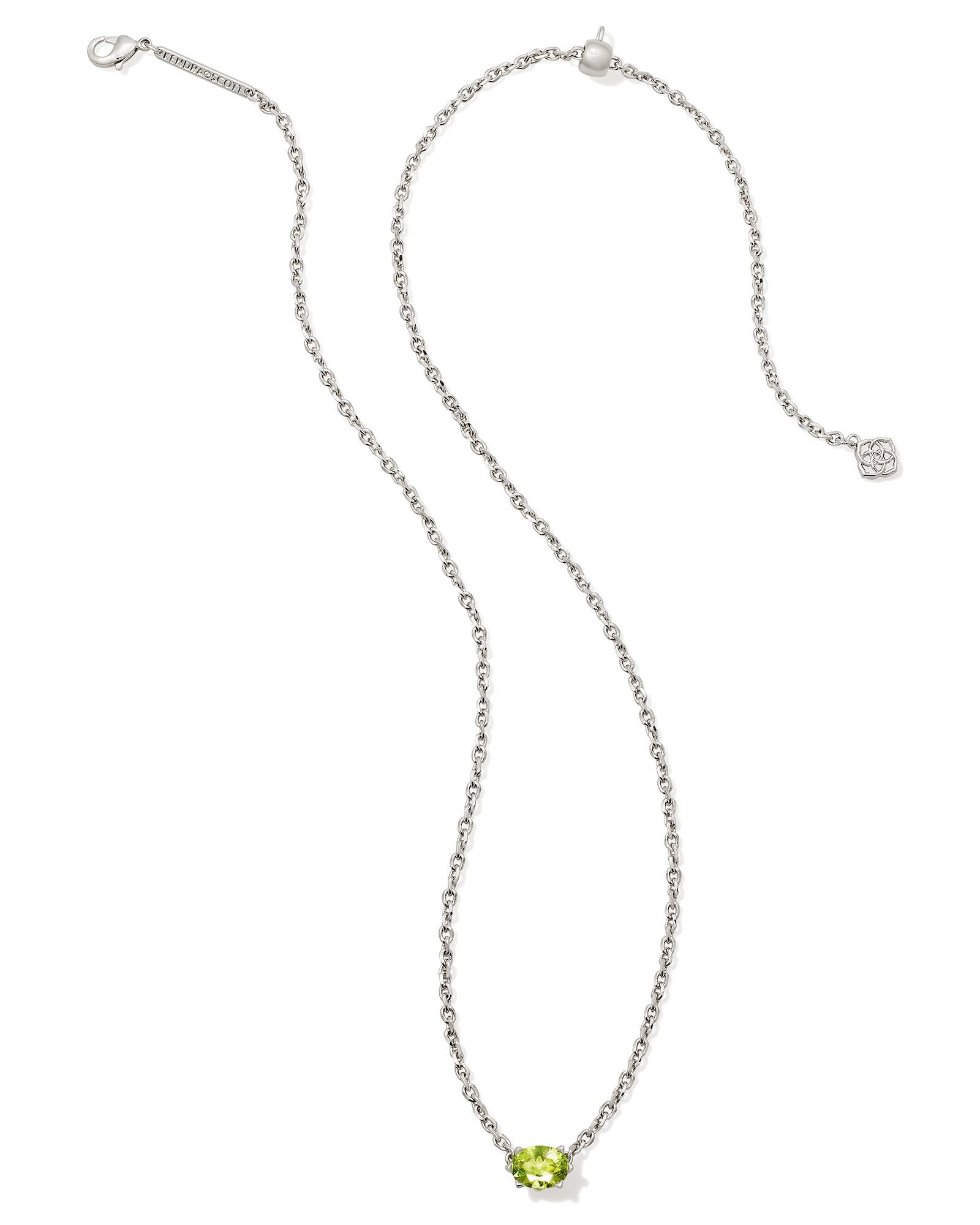 Cailin Crystal Pendant Necklace in Silver & Peridot