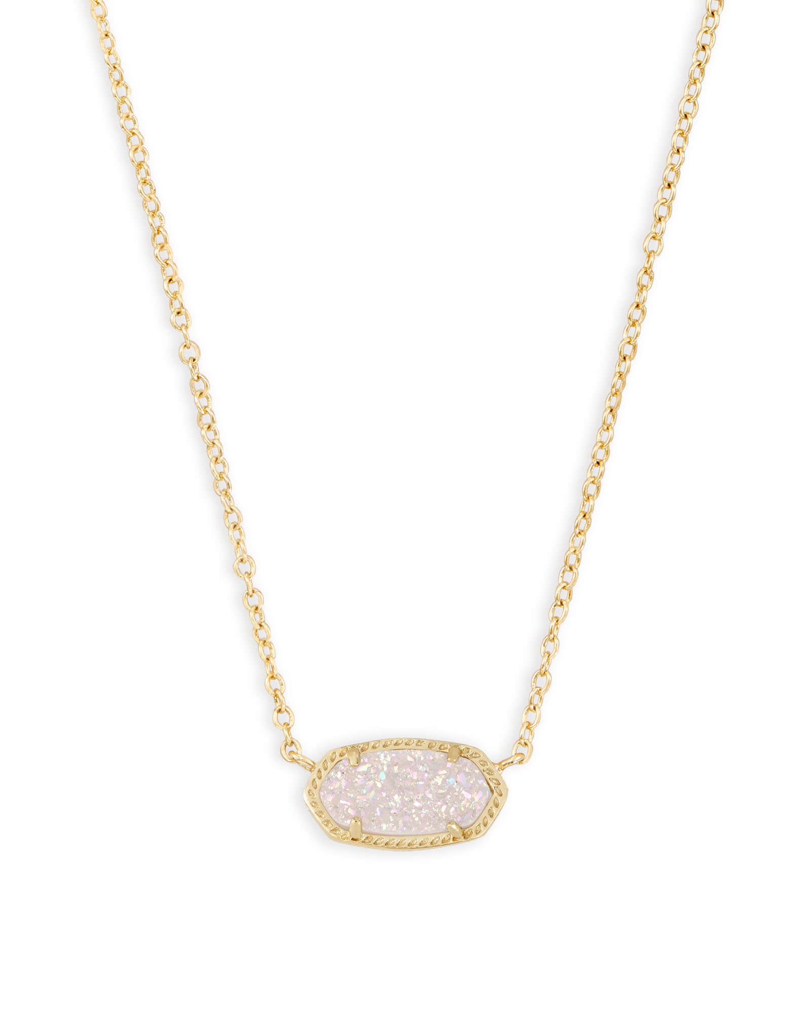 Elisa Short Pendant Necklace in Gold Iridescent Drusy