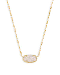 Elisa Short Pendant Necklace in Gold Iridescent Drusy