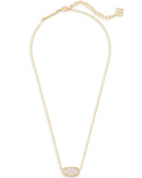 Elisa Short Pendant Necklace in Gold Iridescent Drusy