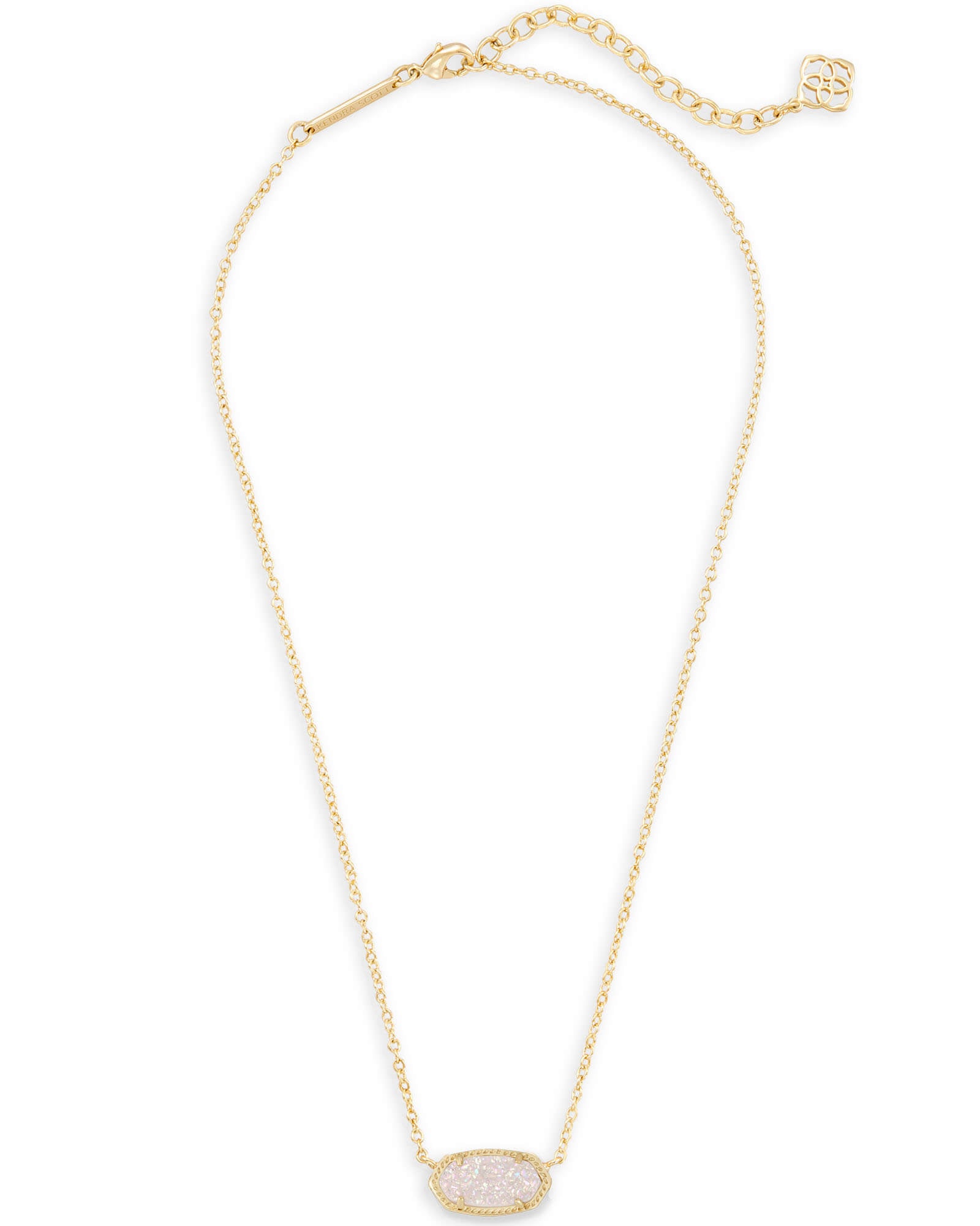 Elisa Short Pendant Necklace in Gold Iridescent Drusy