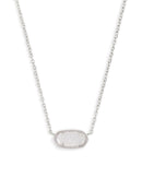 Elisa Short Pendant Necklace in Rhodium Iridescent Drusy