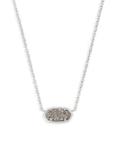 Elisa Short Pendant Necklace in Rhodium Platinum Drusy