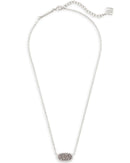 Elisa Short Pendant Necklace in Rhodium Platinum Drusy