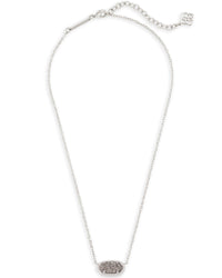 Elisa Short Pendant Necklace in Rhodium Platinum Drusy