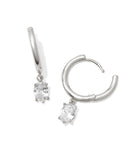Cailin Single Stone Huggie Earrings Rhodium