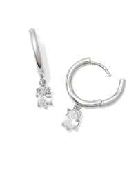 Cailin Single Stone Huggie Earrings Rhodium