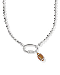 Football Rhodium Metal Strand Necklace