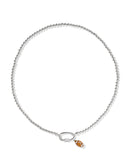 Football Rhodium Metal Strand Necklace