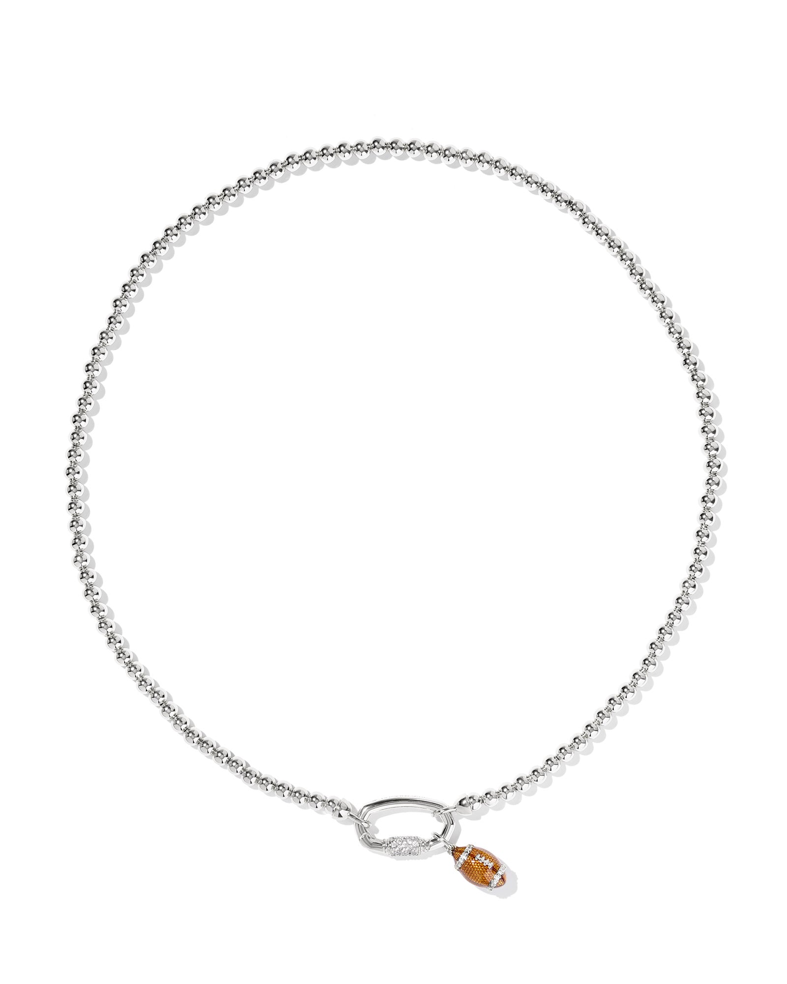 Football Rhodium Metal Strand Necklace