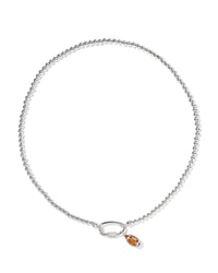 Football Rhodium Metal Strand Necklace