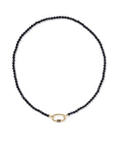 Emery Gold Beaded Strand Necklace in Black Agate