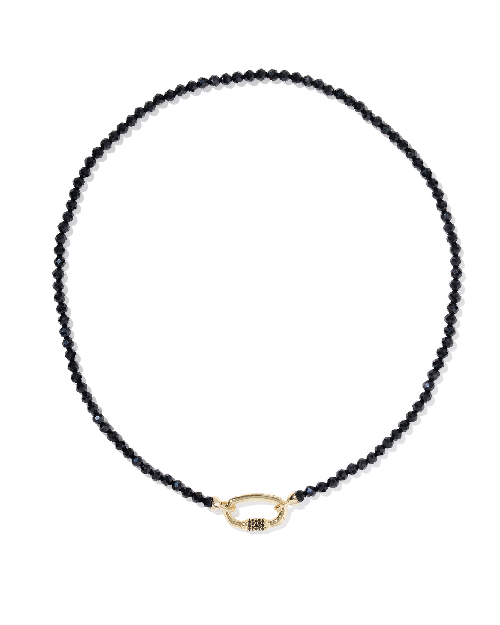 Emery Gold Beaded Strand Necklace in Black Agate