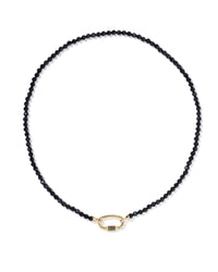 Emery Gold Beaded Strand Necklace in Black Agate