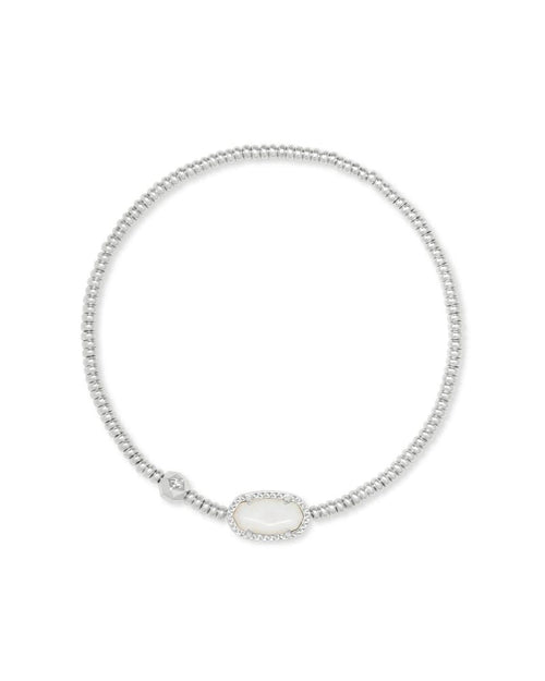 Grayson Stretch Bracelet in Rhodium Ivory Mother of Pearl