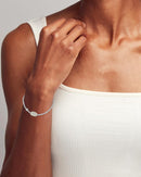 Grayson Stretch Bracelet in Rhodium Ivory Mother of Pearl