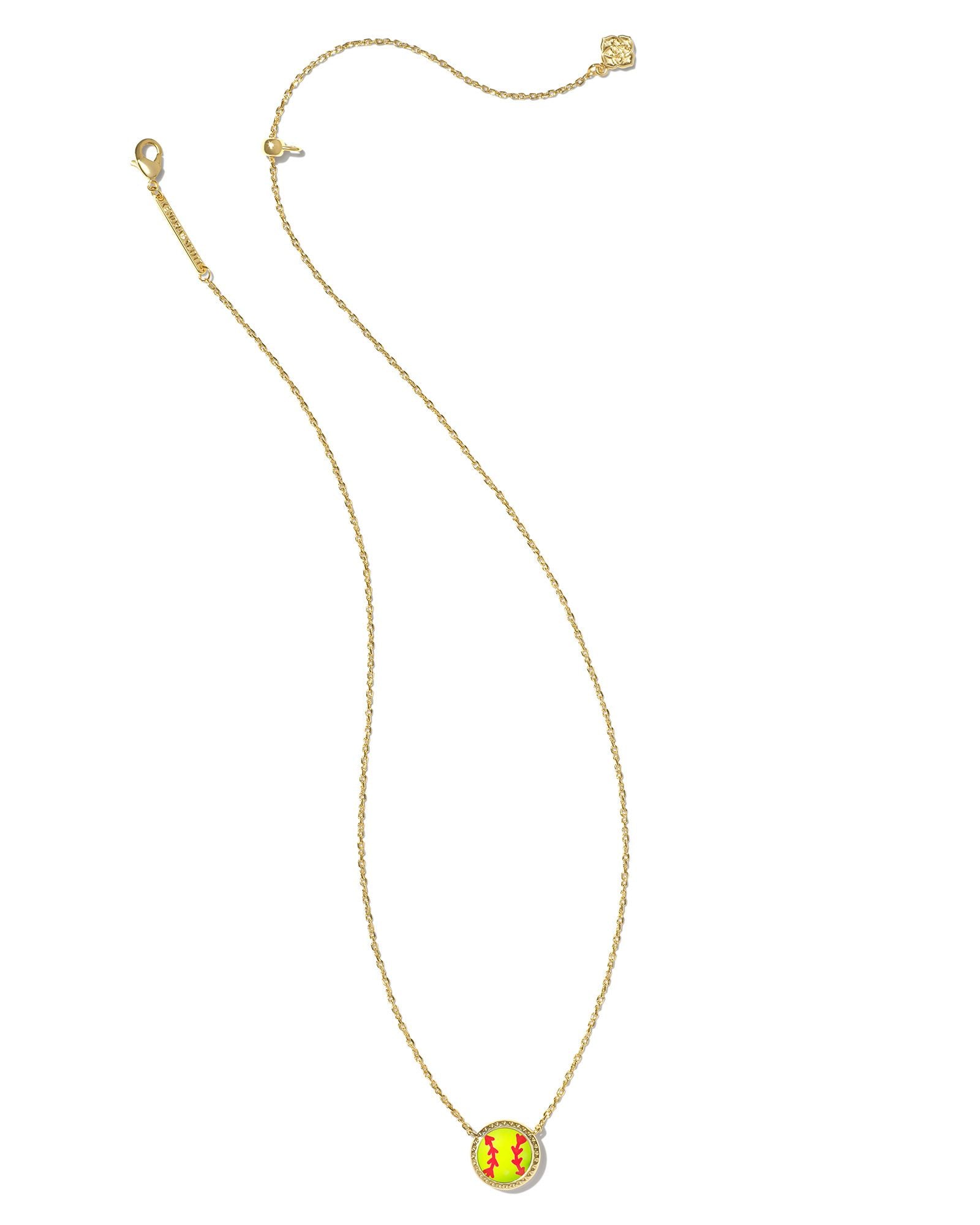 Softball Gold Short Pendant Necklace