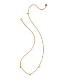 Mini Elisa Gold Three Stone Strand Necklace: Vintage Gold Marbled Amber Illusion