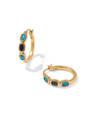Mini Elisa Gold Hoop Earrings: Vintage Gold Blue Mix