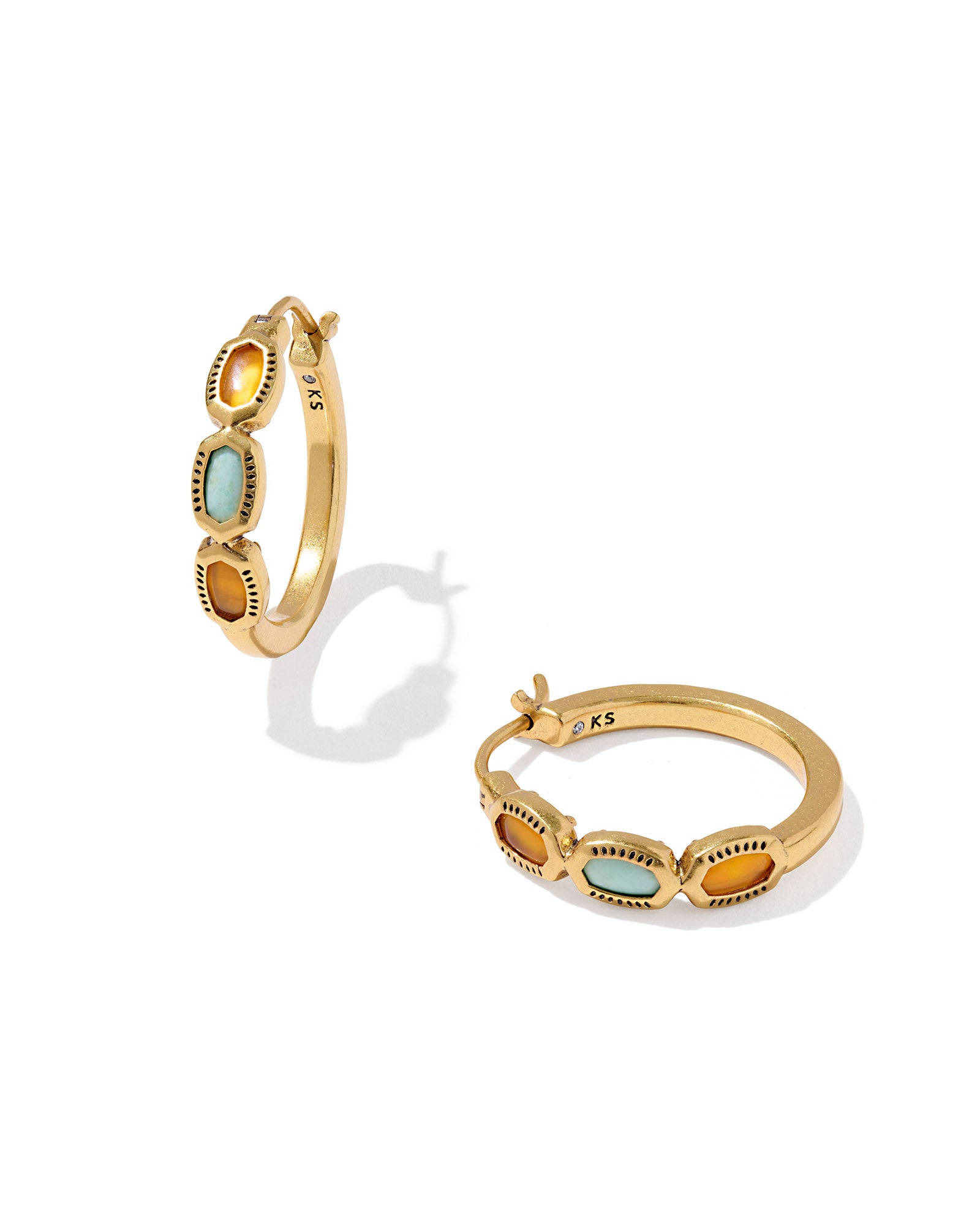 Mini Elisa Gold Hoop Earrings: Vintage Gold Multi Mix