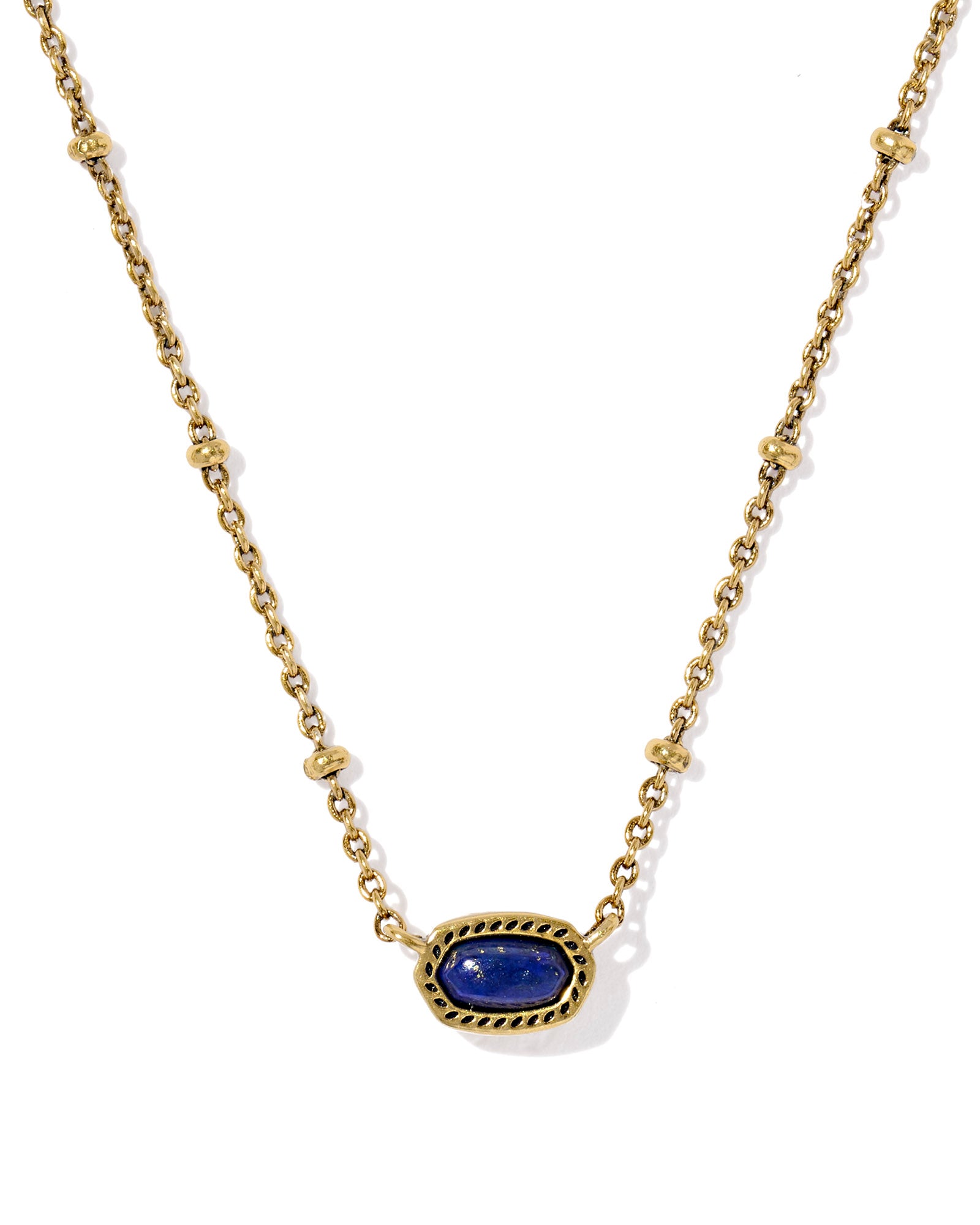 Mini Elisa Satellite Short Pendant Necklace: Vintage Gold Blue Lapis
