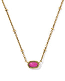 Mini Elisa Satellite Short Pendant Necklace: Vintage Gold Dark Fuchsia Variegated Magnesite