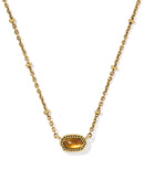 Mini Elisa Satellite Short Pendant Necklace: Vintage Gold Marbled Amber Illusion